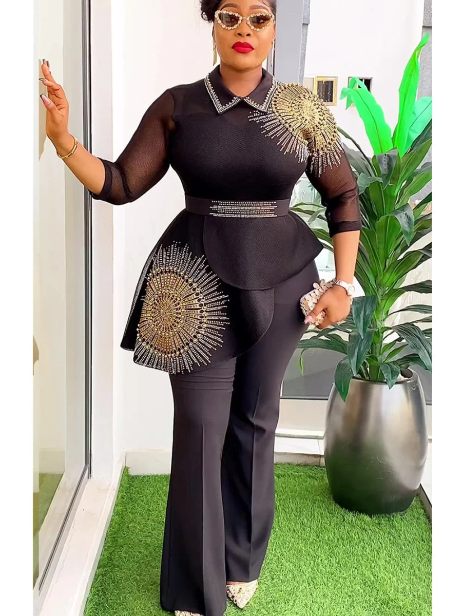 2 Piece Set Africa Clothes 2025 New Dashiki African Summer Fashion Suits Top And Trousers Plus Size Party Clothing for Lady - Free Delivery Worldwide only at Flexi Africa