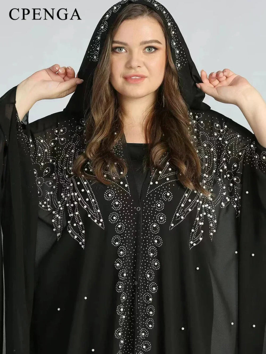 2022 New Muslim Robes Ladies Abaya African Dresses for Women Summer Chiffon Pearl Long Maxi Dress Traditional Clothing Plus Size - Free Delivery Worldwide only at Flexi Africa