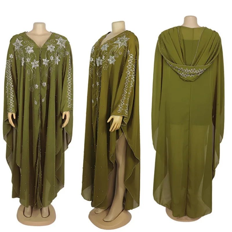 2022 New Muslim Robes Ladies Abaya African Dresses for Women Summer Chiffon Pearl Long Maxi Dress Traditional Clothing Plus Size - Free Delivery Worldwide only at Flexi Africa