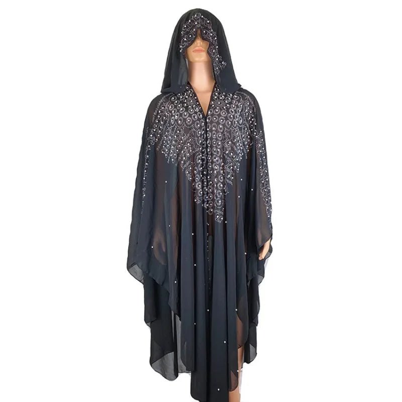 2022 New Muslim Robes Ladies Abaya African Dresses for Women Summer Chiffon Pearl Long Maxi Dress Traditional Clothing Plus Size - Free Delivery Worldwide only at Flexi Africa