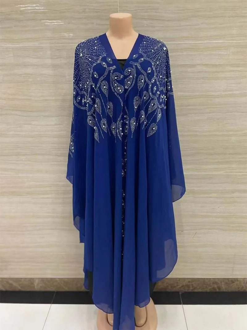 2022 New Muslim Robes Ladies Abaya African Dresses for Women Summer Chiffon Pearl Long Maxi Dress Traditional Clothing Plus Size - Free Delivery Worldwide only at Flexi Africa