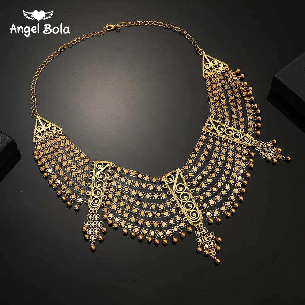 Gold Coin Necklace and Bracelet Jewelry Set for Women & Men – Middle Eastern African Inspired Gift - Free Delivery Worldwide only at Flexi Africa