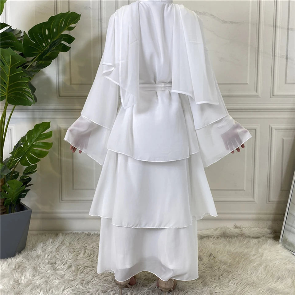 Luxury Chiffon Open Abaya Layered Kaftan for Women – Elegant Robe and Fashionable Caftan Dress - Free Delivery Worldwide only at Flexi Africa