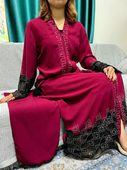 Abayas Chiffon Pure Chains Diamonds Loose Fit Femme Robe Caftan With Turban - Flexi Africa Free Delivery www.flexiafrica.com