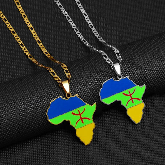 African Berber Pendant Necklaces: Stylish Jewelry Featuring the Africa Map for Women and Men - Free Delivery Worldwide only at Flexi Africa