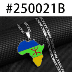 African Berber Pendant Necklaces: Stylish Jewelry Featuring the Africa Map for Women and Men - Free Delivery