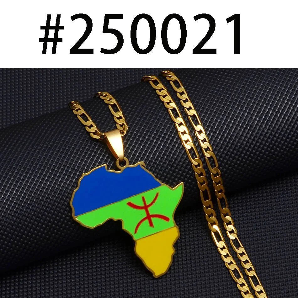 African Berber Pendant Necklaces: Stylish Jewelry Featuring the Africa Map for Women and Men - Free Delivery