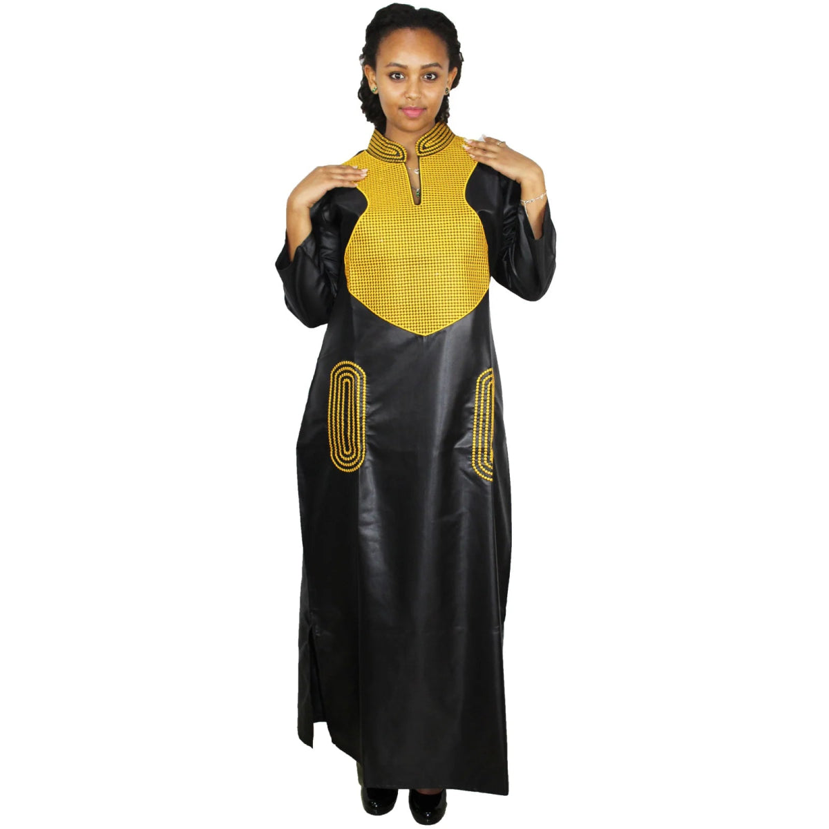 African Dress For Woman Soft Material Big Embroidery Design Long Dress Without Scarf - Free Delivery Worldwide only at Flexi Africa