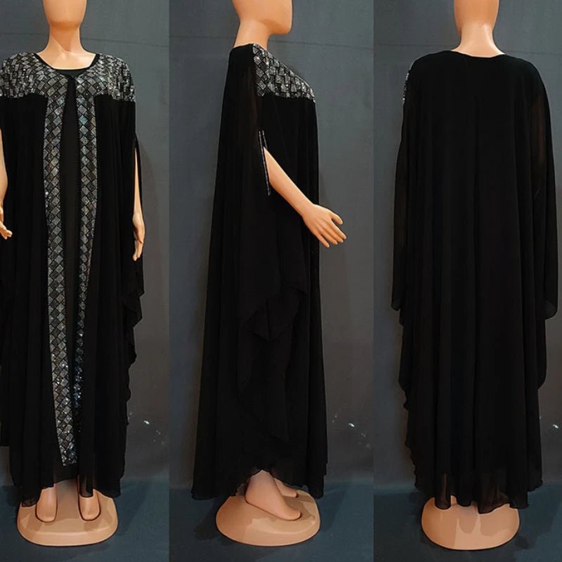 African Dresses for Women: Chiffon Boubou Ankara Dashiki 2PC Set - Kaftan Abaya Robe - Free Delivery Worldwide only at Flexi Africa