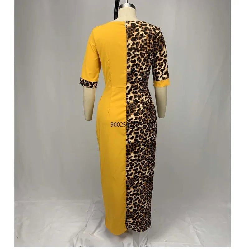 African Inspired Dashiki Print Leopard Robe Gowns: Elegant Long Maxi Dresses - Flexi Africa - www.flexiafrica.com - FREE POST