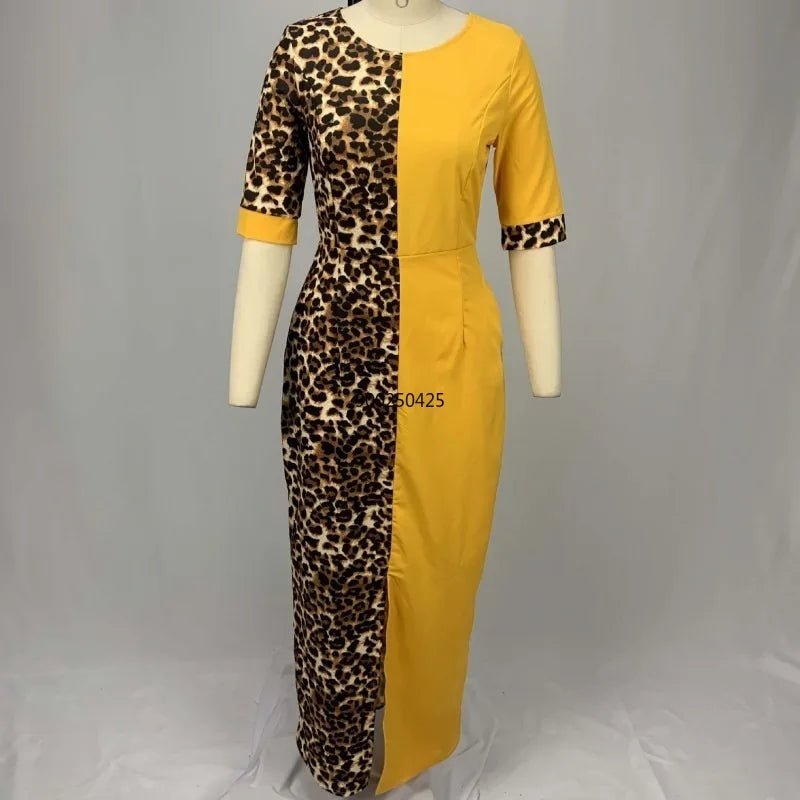 African Inspired Dashiki Print Leopard Robe Gowns: Elegant Long Maxi Dresses - Flexi Africa - Flexi Africa offers Free Delivery Worldwide - Vibrant African traditional clothing showcasing bold prints and intricate designs