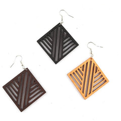 African Laser Cut Wooden Drop Earrings – Mix & Match Shapes Available - Free Delivery Worldwide only at Flexi Africa