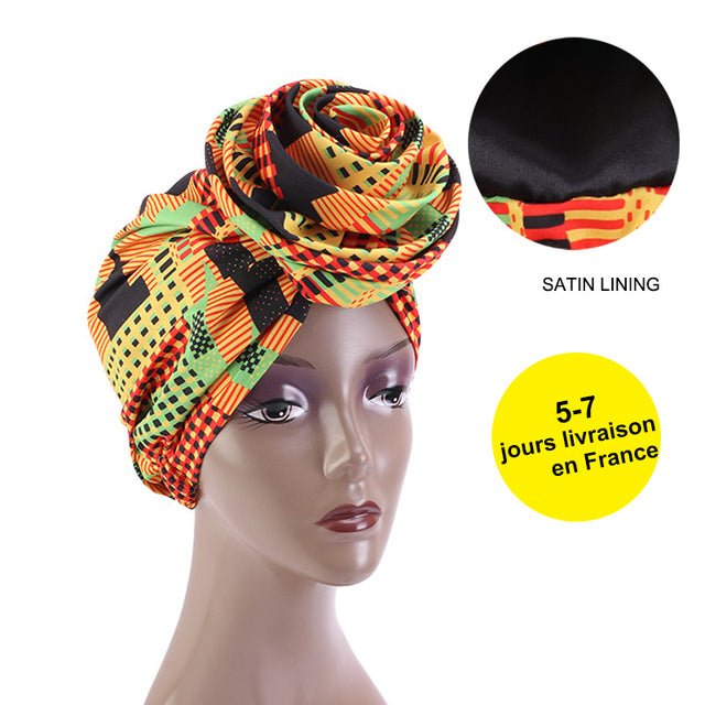 African Print Stretch Bandana Head Wrap Floral Ankara Dashiki Women - Flexi Africa offers Free Delivery Worldwide - Vibrant