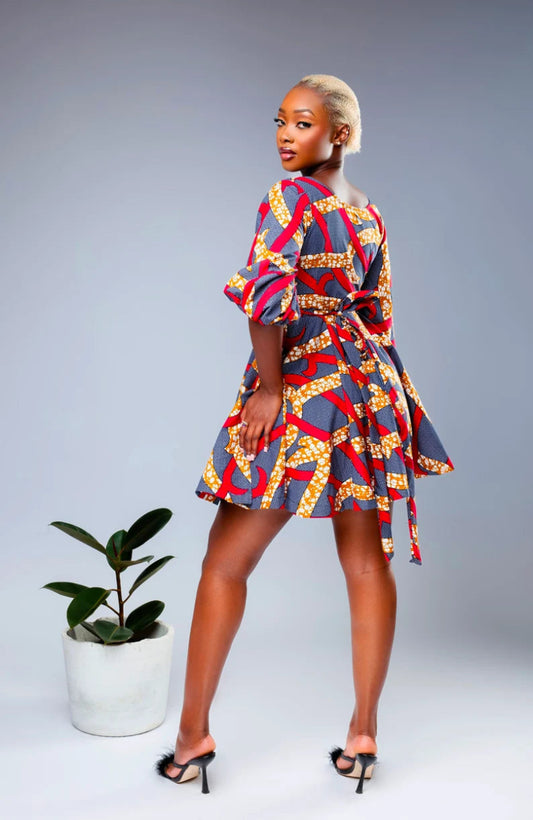 African Print Xenah Dress - Free Delivery Worldwide only at Flexi Africa