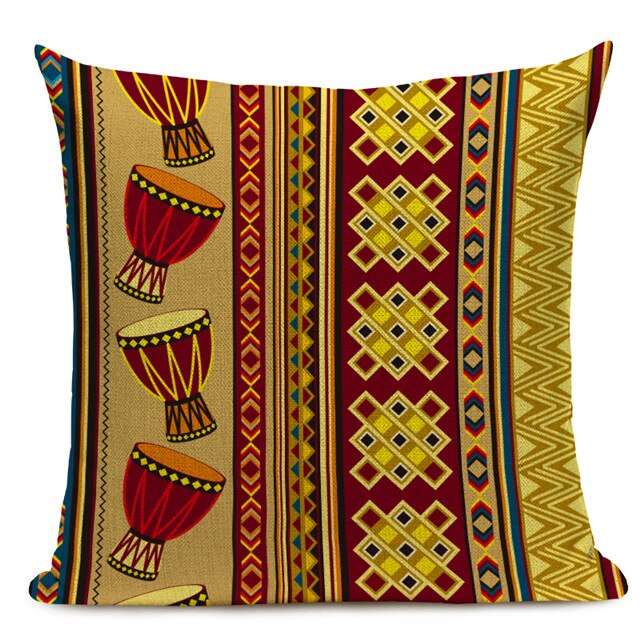 African Style Cushion Cover Tribal Geometric Pattern Decorative Linen Pillow Case Cover for Sofa Home Decor - Flexi Africa