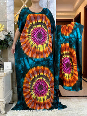 African Summer Abaya Dress: Short Sleeve Dashiki Design with Oversized Floral Scarf - Flexi Africa - www.flexiafrica.com