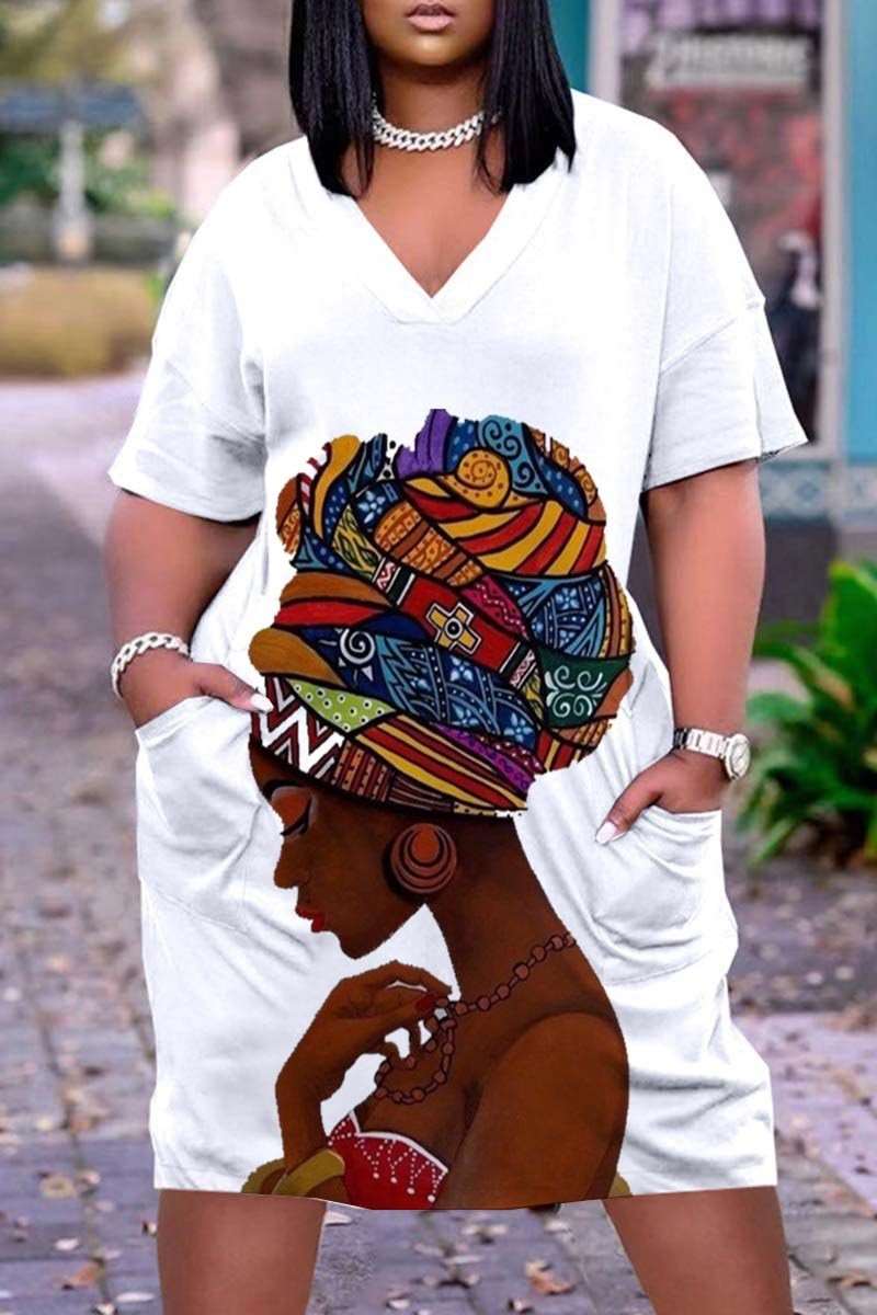 African Women's Short Sleeve Dress - Flexi Africa - Free Delivery Worldwide only at www.flexiafrica.com