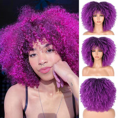 Afro Kinky Wig 14" with Bangs for Black Women - Perfect for Cosplay and Natural Hair Looks - Free Delivery Worldwide