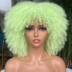 Afro Kinky Wig 14" with Bangs for Black Women - Perfect for Cosplay and Natural Hair Looks - Free Delivery Worldwide