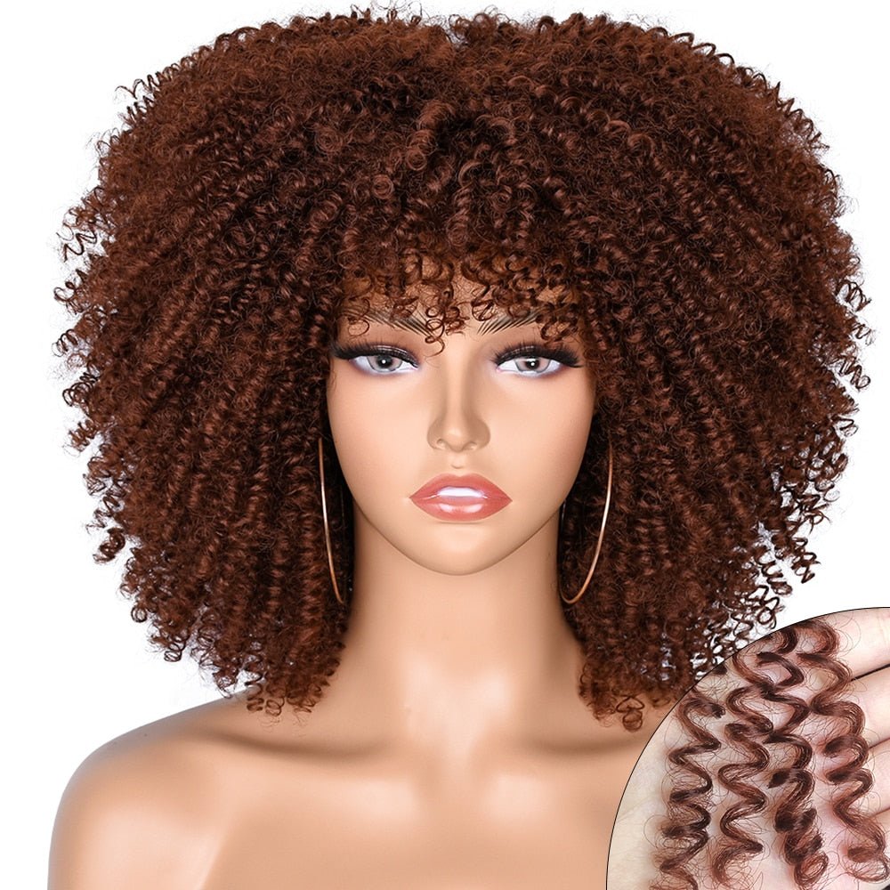 Afro Kinky Wig 14" with Bangs for Black Women - Perfect for Cosplay and Natural Hair Looks - Free Delivery Worldwide