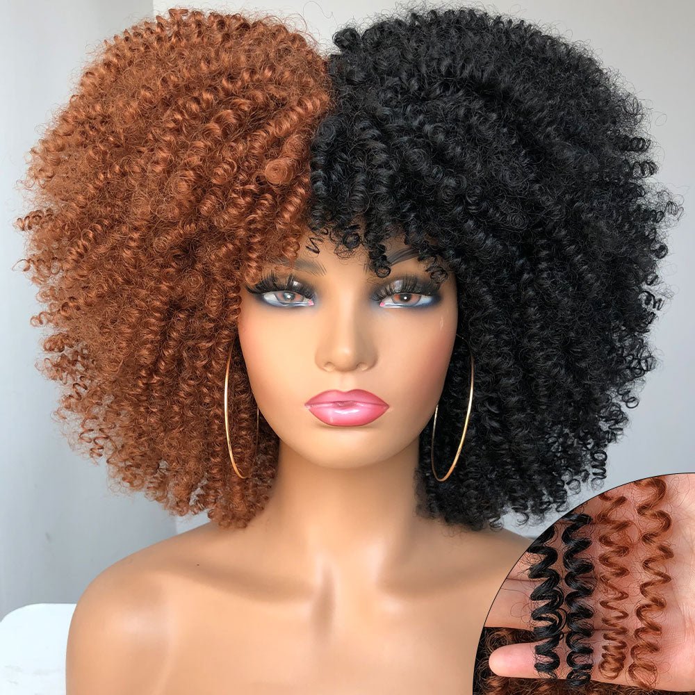 Afro Kinky Wig 14" with Bangs for Black Women - Perfect for Cosplay and Natural Hair Looks - Free Delivery Worldwide