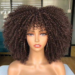 Afro Kinky Wig 14" with Bangs for Black Women - Perfect for Cosplay and Natural Hair Looks - Free Delivery Worldwide