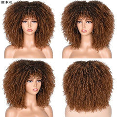 Afro Kinky Wig 14" with Bangs for Black Women - Perfect for Cosplay and Natural Hair Looks - Free Delivery Worldwide