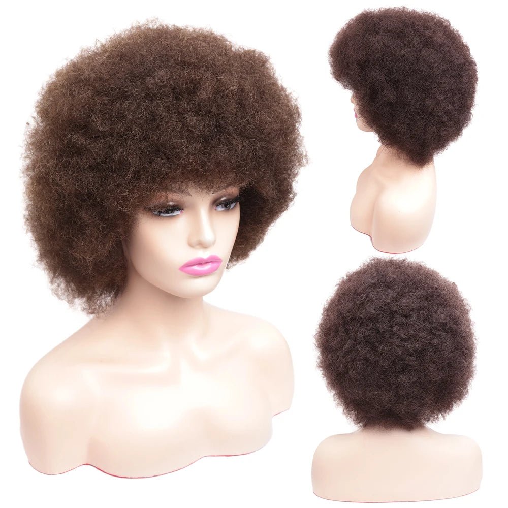 Amir Afro Wig Short Kinky Curly Wig With Bangs Black Natural Ombre Synthetic Hair For Women Party Dance Female Bob Wigs - Free Delivery Worldwide only at Flexi Africa