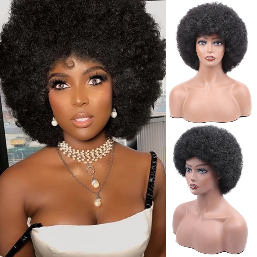 Amir Afro Wig Short Kinky Curly Wig With Bangs Black Natural Ombre Synthetic Hair For Women Party Dance Female Bob Wigs - Free Delivery Worldwide only at Flexi Africa