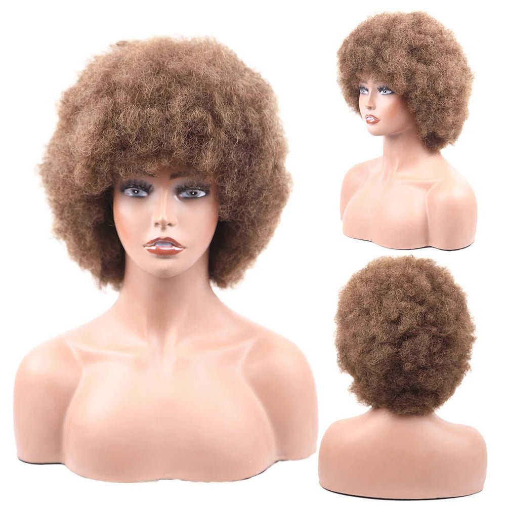 Amir Afro Wig Short Kinky Curly Wig With Bangs Black Natural Ombre Synthetic Hair For Women Party Dance Female Bob Wigs - Free Delivery Worldwide only at Flexi Africa