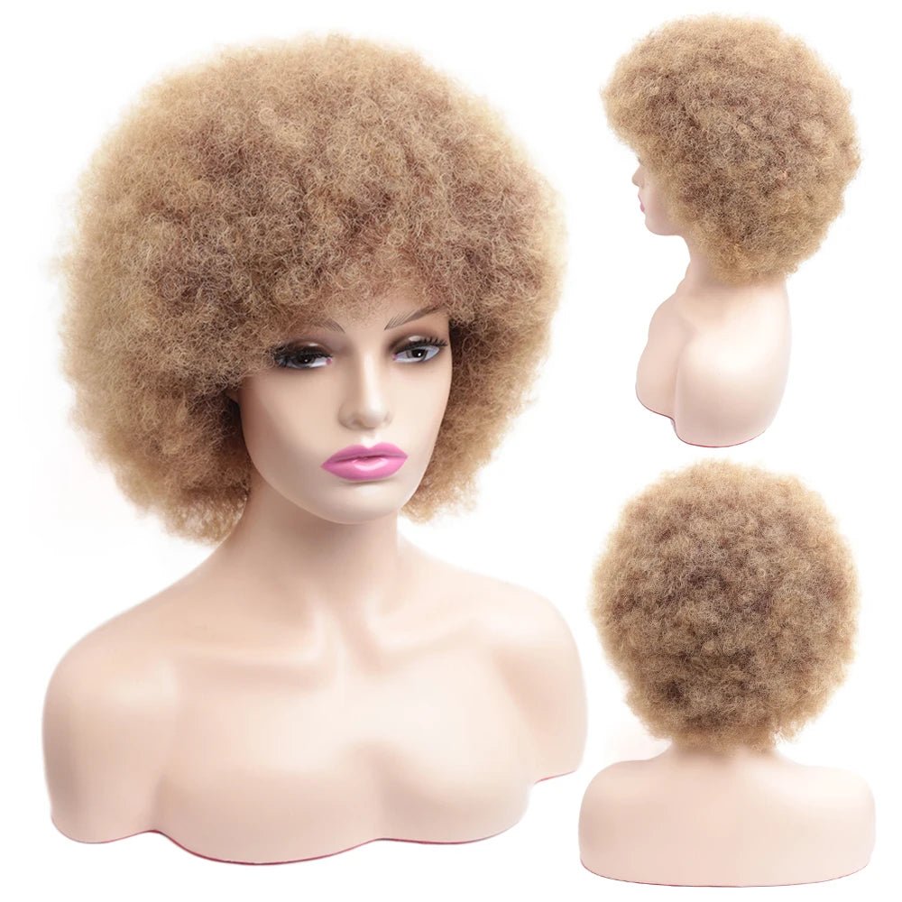 Amir Afro Wig Short Kinky Curly Wig With Bangs Black Natural Ombre Synthetic Hair For Women Party Dance Female Bob Wigs - Free Delivery Worldwide only at Flexi Africa