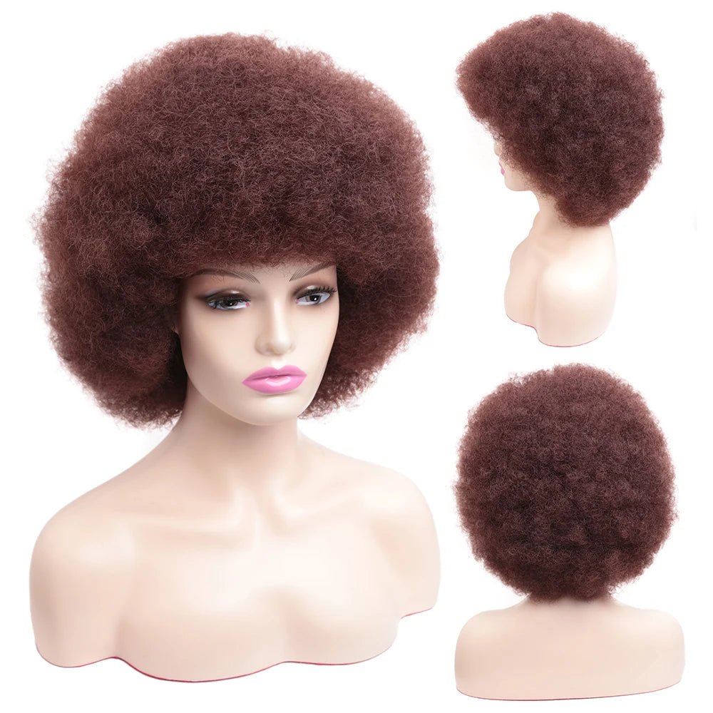 Amir Afro Wig Short Kinky Curly Wig With Bangs Black Natural Ombre Synthetic Hair For Women Party Dance Female Bob Wigs - Free Delivery Worldwide only at Flexi Africa