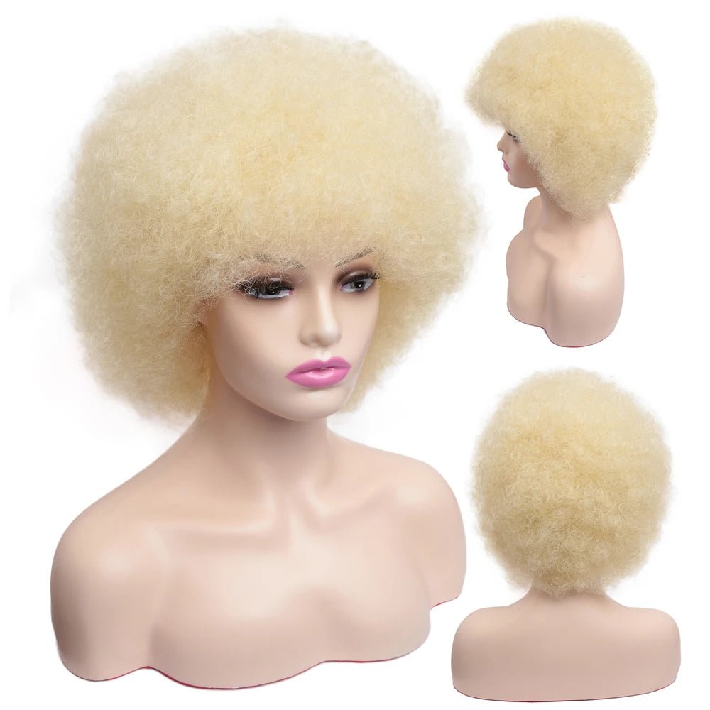 Amir Afro Wig Short Kinky Curly Wig With Bangs Black Natural Ombre Synthetic Hair For Women Party Dance Female Bob Wigs - Free Delivery Worldwide only at Flexi Africa