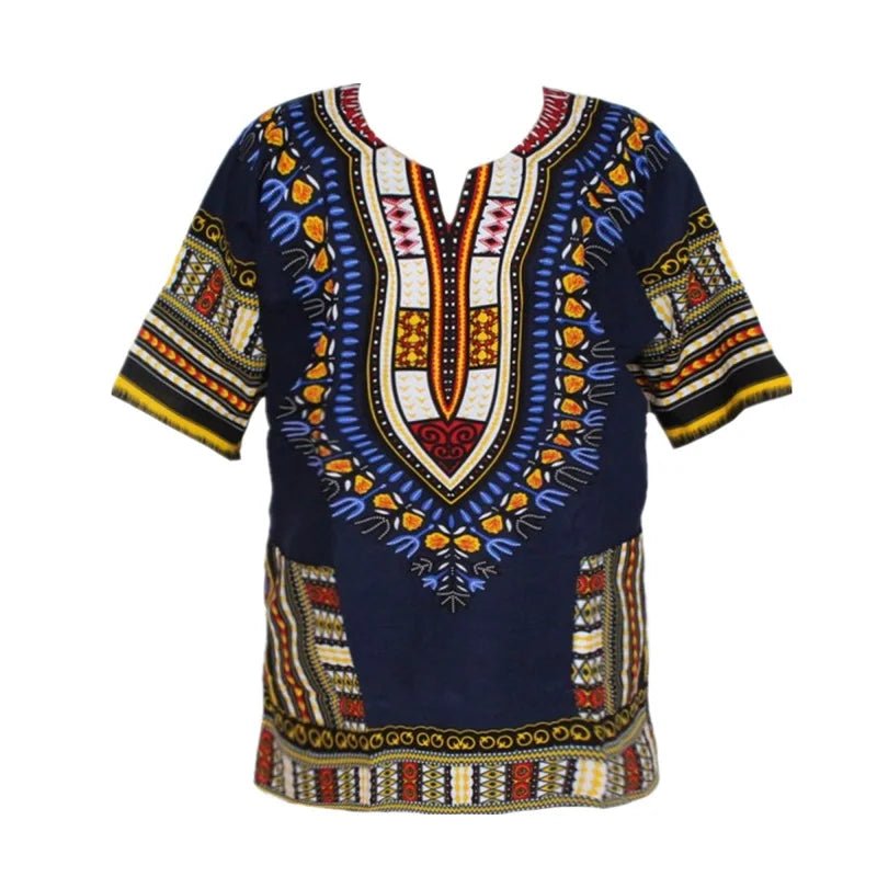 Authentic African Dashiki T-shirt: Traditional Print in 100% Cotton - Flexi Africa - Flexi Africa offers Free Delivery Worldwide - Vibrant African traditional clothing showcasing bold prints and intricate designs