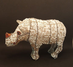 Beaded Rhino Figurine Copper Wire & Beaded Hand Made African Rhino - Flexi Africa Free Delivery Worldwide www.flexiafrica.com