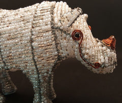 Beaded Rhino Figurine Copper Wire & Beaded Hand Made African Rhino - Flexi Africa Free Delivery Worldwide www.flexiafrica.com