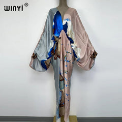 Bohemian Elegance: Silk Rayon Maxi Beach Dress with Hand-Rolled Feel - Flexi Africa - Free Delivery www.flexiafrica.com