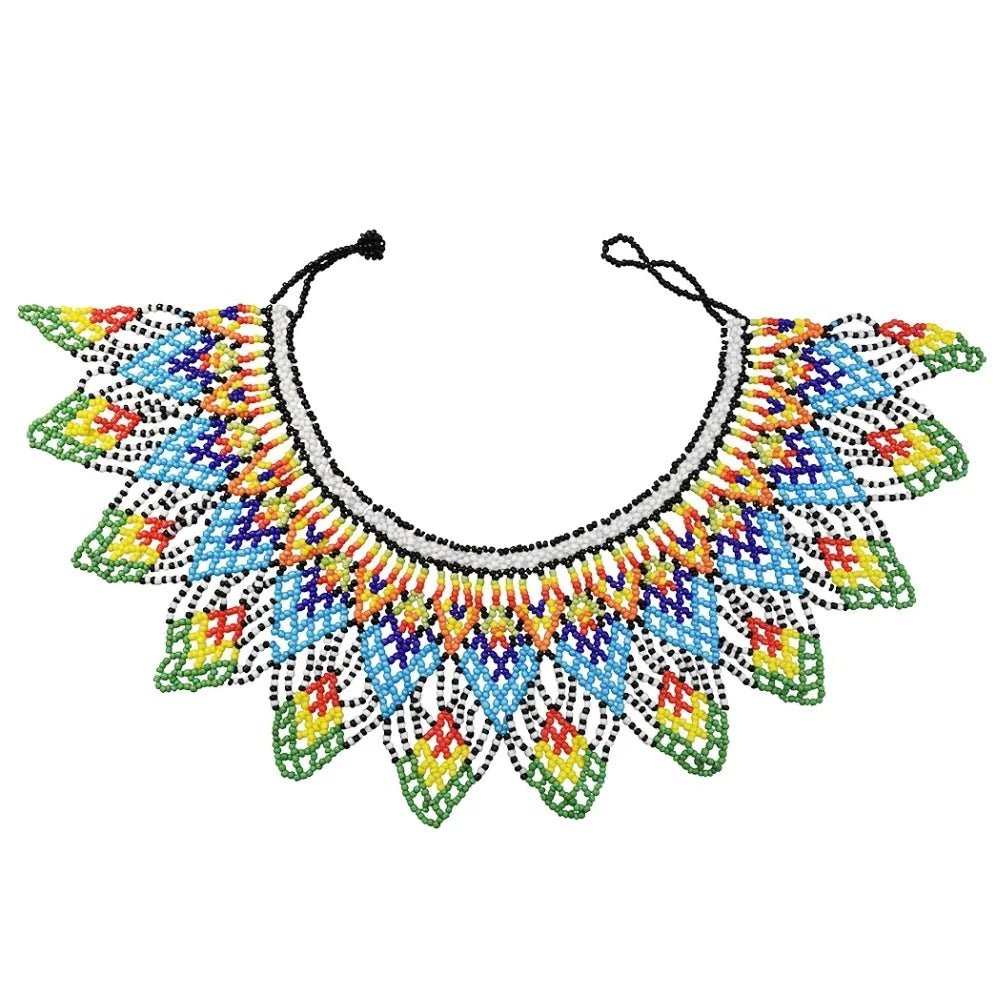 Bohemian Multicolored Beaded Choker: Vibrant Tribal Necklace for Women's Party Wear - Flexi Africa - Flexi Africa offers Free Delivery Worldwide - Vibrant African traditional clothing showcasing bold prints and intricate designs