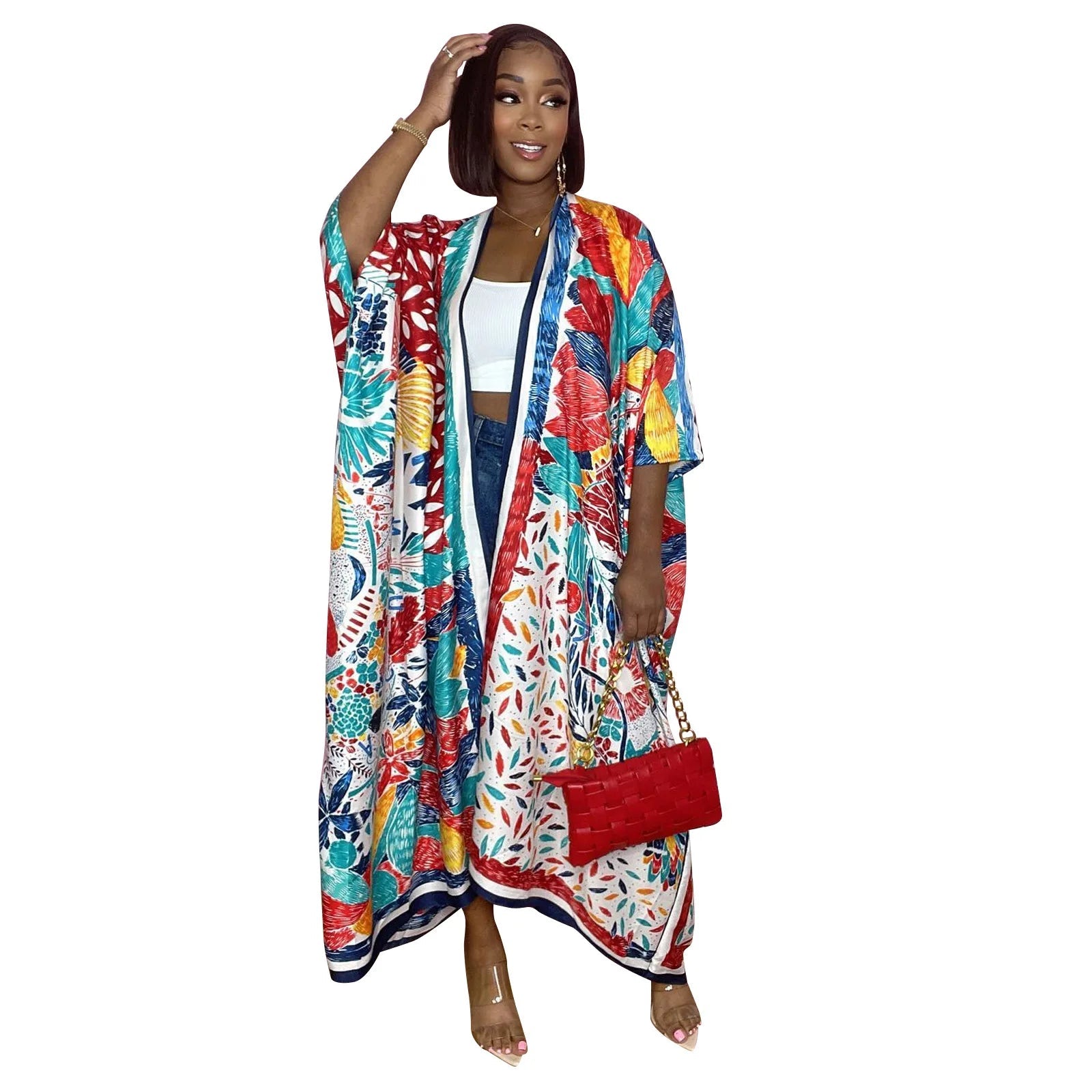 Bohemian Printed Beach Cover Up Kimono for Women - Vintage Style Bikini and Bathing Suit Wraps - Flexi Africa - Free Delivery Worldwide only at www.flexiafrica.com