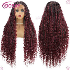 Boho Wig Braid African Synthetic Curly Wigs Full Lace Front Braided Wigs For Black Women Knotless Box Braids Lace Wigs - Free Delivery Worldwide only at Flexi Africa