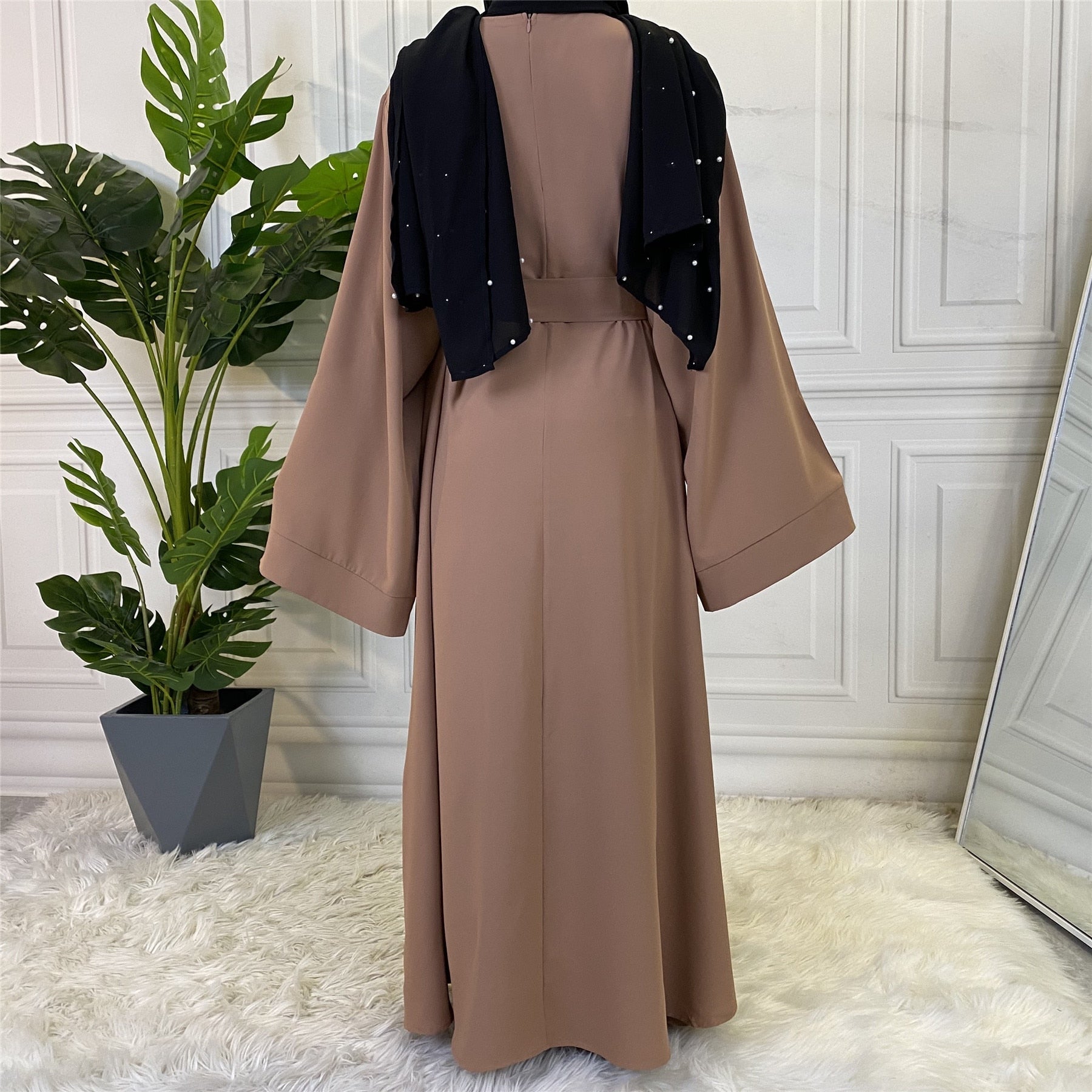 Chic and Modest: Muslim Fashion Hijab Dubai Abaya Long Dresses with Sashes for Women - Flexi Africa - Flexi Africa offers Free Delivery Worldwide - Vibrant African traditional clothing showcasing bold prints and intricate designs