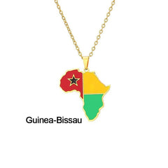 Continent Chic: African Map Geometric Pendant Necklace in Stainless Steel - Free Delivery Worldwide only at Flexi Africa