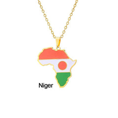 Continent Chic: African Map Geometric Pendant Necklace in Stainless Steel - Flexi Africa - Free Delivery Worldwide