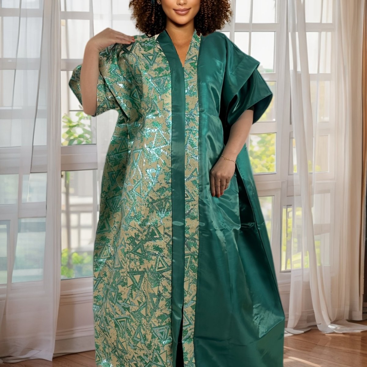Cultural African Long Dress for Women – Modern & Traditional Fusion - Free Delivery Worldwide only at Flexi Africa