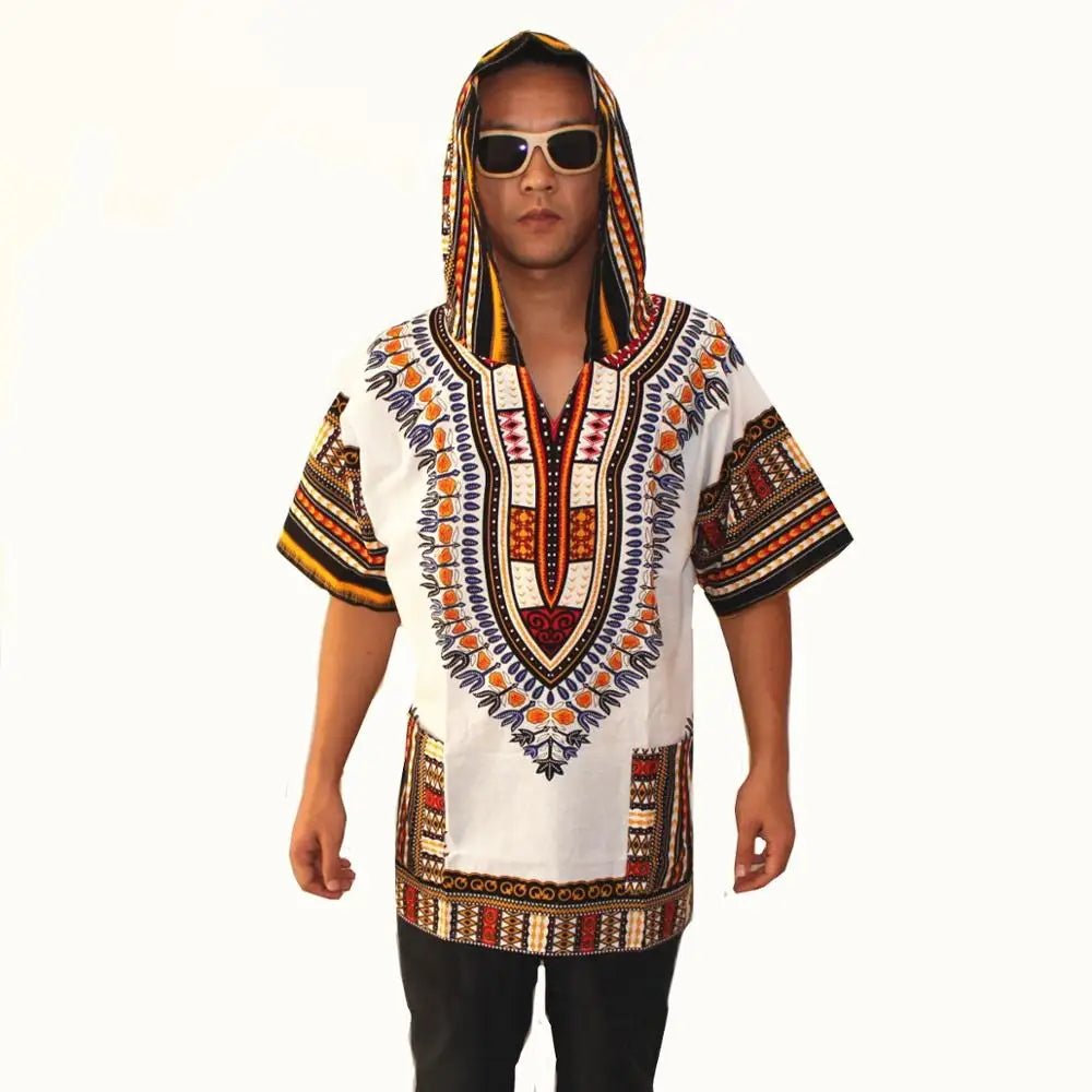 Dashiki-Inspired Hoodies: Relaxed Fit, Authentic African Dashiki Fabric, 100% Cotton, Unisex Fashion Kimono Hooded Attire - Flexi Africa - Flexi Africa offers Free Delivery Worldwide - Vibrant African traditional clothing showcasing bold prints and intricate designs