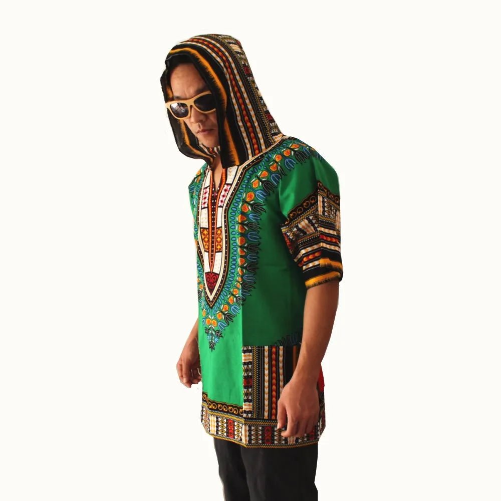 Dashiki-Inspired Hoodies: Relaxed Fit, Authentic African Dashiki Fabric, 100% Cotton, Unisex Fashion Kimono Hooded Attire