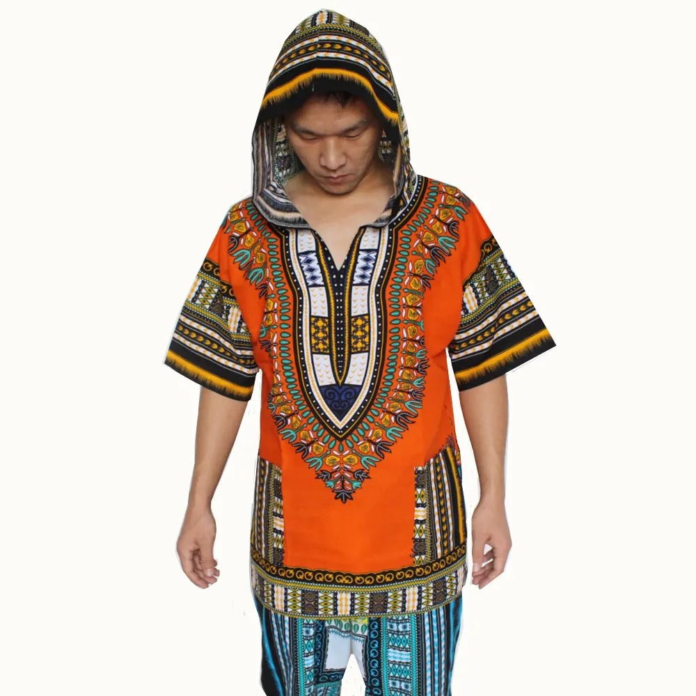 Dashiki-Inspired Hoodies: Relaxed Fit, Authentic African Dashiki Fabric, 100% Cotton, Unisex Fashion Kimono Hooded Attire - Flexi Africa - Flexi Africa offers Free Delivery Worldwide - Vibrant African traditional clothing showcasing bold prints and intricate designs