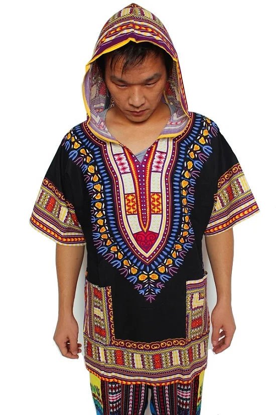 Dashiki-Inspired Hoodies: Relaxed Fit, Authentic African Dashiki Fabric, 100% Cotton, Unisex Fashion Kimono Hooded Attire - Flexi Africa - Flexi Africa offers Free Delivery Worldwide - Vibrant African traditional clothing showcasing bold prints and intricate designs