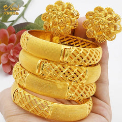 Designer African Bracelet: 24K Gold-Colored Bangles for Women, Luxury Wedding Jewelry - Flexi Africa - www.flexiafrica.com