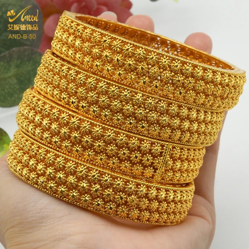 Designer African Bracelet: 24K Gold-Colored Bangles for Women, Luxury Wedding Jewelry - Flexi Africa - Flexi Africa offers Free Delivery Worldwide - Vibrant African traditional clothing showcasing bold prints and intricate designs